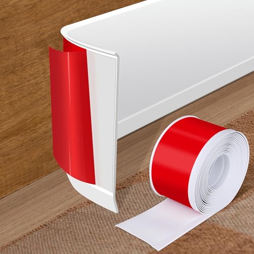 Vinyl Baseboard Molding Trim 4 Inch x 20 Feet Peel and Stick Baseboard Trim Flexible PVC Cove Base Moulding Self-Adhesive Trim for Garage Bathroom Cabinet Floor Walls, White - color: White, size: 4Inch x 20Ft