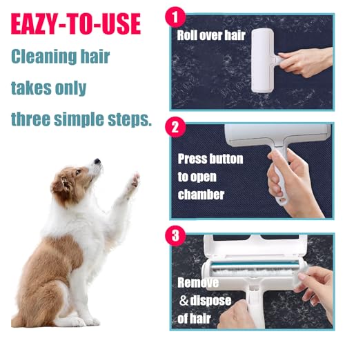 Bestac Pet Hair Remover Reusable Lint Roller - Dog & Cat Fur Removal Tool for Couch, Furniture, Carpet, Clothing, Bedding, Car Seat (White)