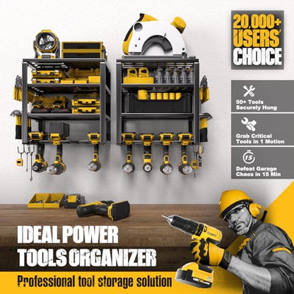 Spampur Power Tool Organizer Wall Mount - size: 4 shelves 4 slots (2 pack) without power strip