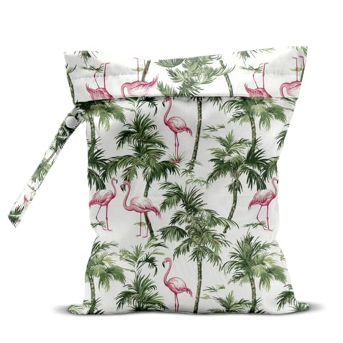Wet Bag for Swimsuit, Beach Travel Essentials Wet Dry Bag, for Sunscreen Toiletry Dirty Clothes Yoga Gym Diaper, Friends Summer Beach Vacation Gifts. Flamingo Palm Tree - color: Flamingo Palm Tree