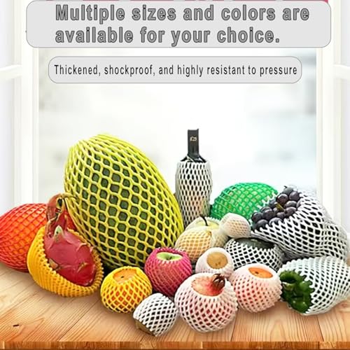 Fruit Protection Mesh Bags Foam Mesh Keep Safe Sleeves for Large Supermarkets, Shops (Yellow 17x7cm-20PCS) - size: Yellow 17x7cm-20PCS