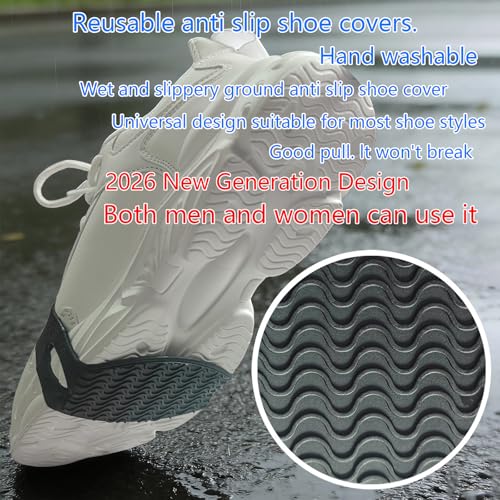 2026Upgraded Reusable TPE Anti-Slip Shoe Covers, 3 Pairs Portable Shoe Grips for Hiking, Loafers, Flats Casual Shoes, Unisex - color: Black