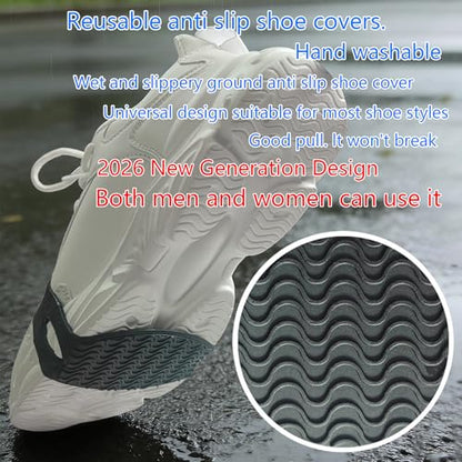 2026Upgraded Reusable TPE Anti-Slip Shoe Covers, 3 Pairs Portable Shoe Grips for Hiking, Loafers, Flats Casual Shoes, Unisex - color: Black