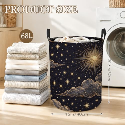 Starry Sky Laundry Hamper, Retro Clouds Laundry Baskets, Waterproof Oxford Cloth for Room/Bathroom/Bedroom/Dormitories 16x20.8 Inch - color: Starry Sky