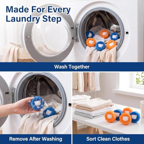 3Pcs Mix Colors Reusable Hair Remover for Washing Machine and Dryer - Laundry Ball Catcher for Clothing, Dog, Cat, Pet Lint Removal