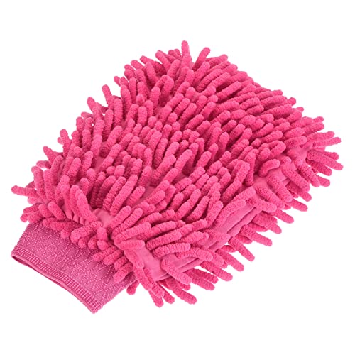 MECCANIXITY Microfiber Soft Chenille Wash Mitten Double Sided Dusting Glove for House Cleaning, Pink - color: Pink