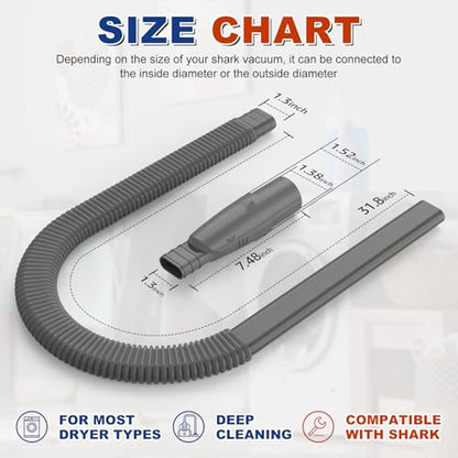Sealegend Dryer Vacuum Hose Attachment Dryer Vent Lint Clean Kit for Shark - color: Gray