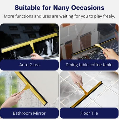 TOOVEM 14 Inch Shower Squeegee for Glass Doors, Window, Bathroom (Gold) - style: Gold 14 inch