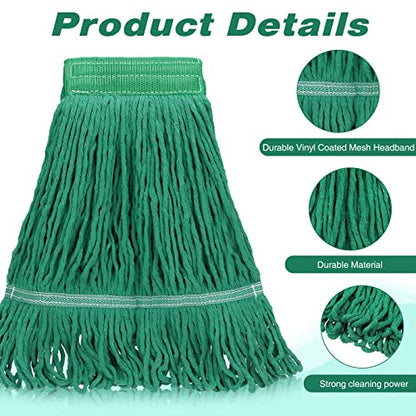 Nuogo 10 Pcs Commercial Mop Head Replacement Floor Cleaning Wet Heavy Duty Commercial Mop Refills General Cleaning(27.6 Inch,Green) - color: Green