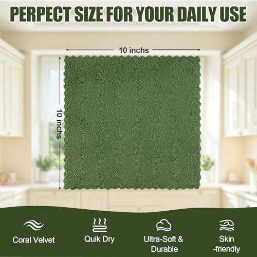 Kitinjoy 24 Pack Kitchen Cloths Dish Towels (10" x 10", Grass Green) - color: Grass Green, size: 10 X 10 inch- 24 Pack