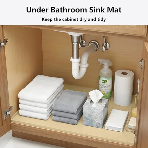Mateeylife Under Sink Mat Kitchen Waterproof, Silicone Sink Tray 22"X19" - color: Khaki, size: 19"W x 22"L