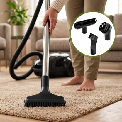 Vacuum Attachments, 4 Pieces, 1-1/4 Inch, Round and Square Brushes, 2-in-1 Suction Brush, 4-Layer Adapter, Universal for Most Vacuum Cleaners