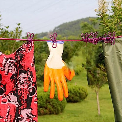 ALINNA Retractable Portable Clothesline, Travel Clothesline with 12 Clothespins for Indoor Laundry Drying, Outdoor Camping Accessories (Rose red) - style: Rose red