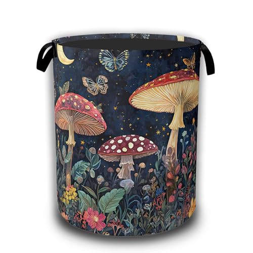 Vintage Mushroom Moon Laundry Hamper,Laundry Baskets,Waterproof Oxford Cloth Toy Storage for Bedroom,Bathroom,Nursery,16x20.8 Inch - color: Vintage Mushroom Moon