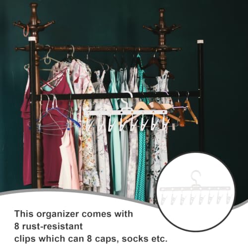 BESTYASH Foldable Windproof Clips Socks Clips Multi-Purpose Hanger with 8 Clips for Socks Underwear Hat Storage Laundry Drying Rack Closet Organization