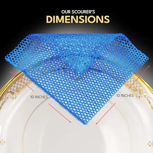 Non Scratch Dish Scrubbers for Cleaning Dishes (3PK) - Reusable Kitchen Sponge - Replace Dish Sponges for Washing Dishes - Best Household Scrubbing Pad & Alternative Dishwashing Scrub Pads Supplies - color: Blue 3 Pk