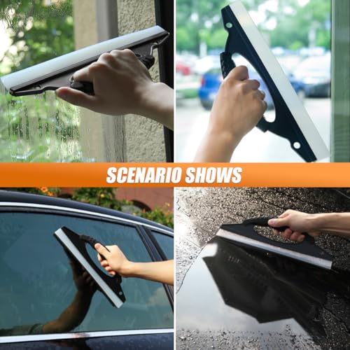 Squeegee Car Dryer Car Water Scraper Tool, 12 Inch Silicone Wiper Board Car Windshield Squeegee with Handle, Shower Squeegee Wiper Blade for Auto Windows Glasses Doors Mirrors Tile Walls - color: 1pc