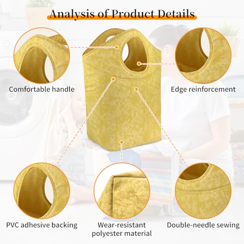 18x17x9.5" Laundry Hamper, Waterproof Fabric Small Laundry Tote - color: Earth Texture Yellow, size: 17"L x 9.5"W x 18"H