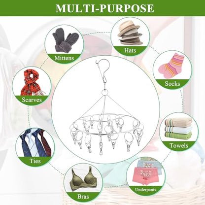 Round Herb Drying Rack for Drying Spices, Rustproof Dryer with 20 Hooks