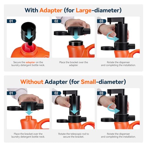 Electric Laundry Detergent Dispenser, Automatic Laundry Dispenser for Liquid Detergent, with Bottle Adapter, USB Recharg 8ml/s Flow, 5 Mode Smart Laundry Soap Pump for Laundry Room Organization, Black - color: Black
