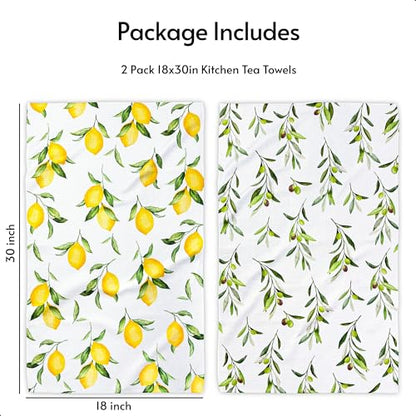 Eulnars Kitchen Towels, Premium Dish Towels for Kitchen Drying, 18" x 30" Microfiber Kitchen Towel Set, Quick Dry Tea Towels, Watercolor Lemon Series, 2-Pack - color: Watercolor Lemon