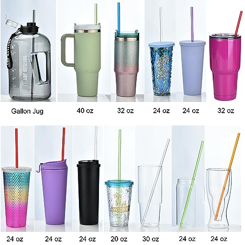 ALINK 13 inch Reusable Plastic Straws, Extra Long Colorful Tritan Tumbler Replacement Straws for Stanley Cups, 1 Gallon, 64/40/ 32 oz Water Bottles, Set of 10 with Brush - style: 13 INCH
