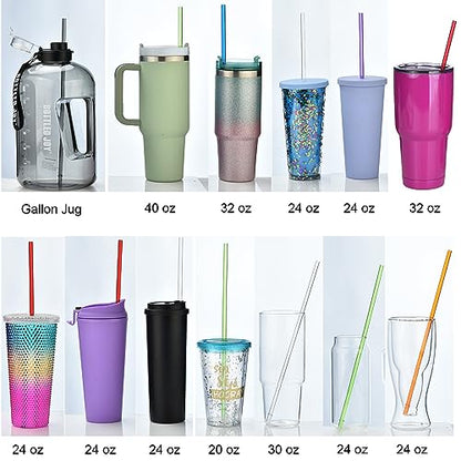 ALINK 13 inch Reusable Plastic Straws, Extra Long Colorful Tritan Tumbler Replacement Straws for Stanley Cups, 1 Gallon, 64/40/ 32 oz Water Bottles, Set of 10 with Brush - style: 13 INCH
