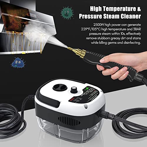 Portable Handheld Steam Cleaner High Temperature Pressurized Steam Cleaning Machine with Brush Heads and Gloves for Kitchen Furniture Bathroom Car - color: White