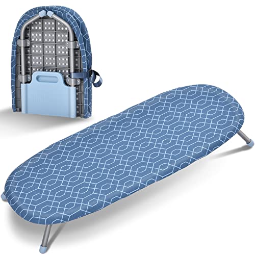 APEXCHASER Small Ironing Board Tabletop, Foldable mini Table top Iron Board - color: Light Blue