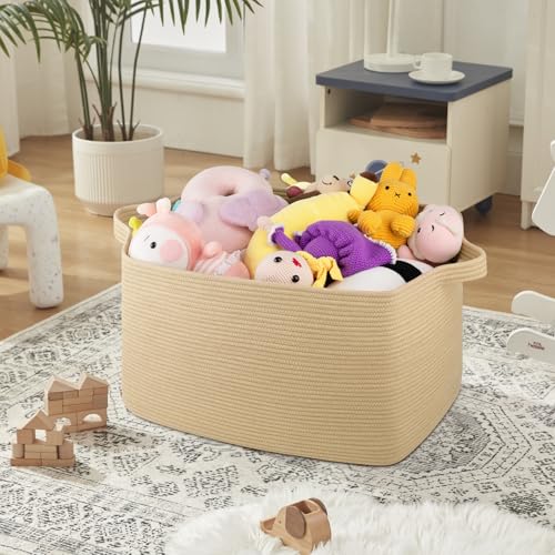 OIASKET 95L Extra Large Blanket Basket, 24" x 16.9" x 14.2" Woven Basket - color: Jute, size: 24"x16.9"x14.2"