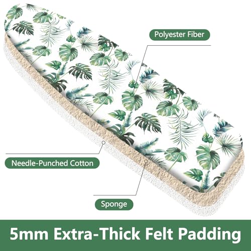 Padded Ironing Board Cover, 15 * 54 in Standard Size Ironing Board Covers, Easy Hook and Loop Fastener, Universal Fit for Standard Boards - color: Green Leaves