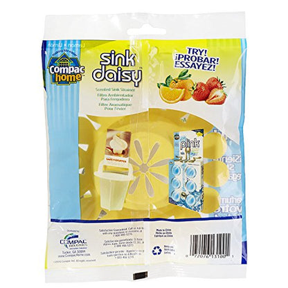COMPAC HOME Sink Daisy Scented Kitchen Sink Strainer infuses & Freshens, Must Have Kitchen Sink Accessories, Sink Drain Strainer - Catcher, 2 Count, Yellow, Lemon Scent - size: 2 Count (Pack of 1)
