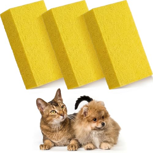 3 Pack Pet Hair Remover Sponge Cat and Dog Hair Sponge, Yellow - color: Yellow