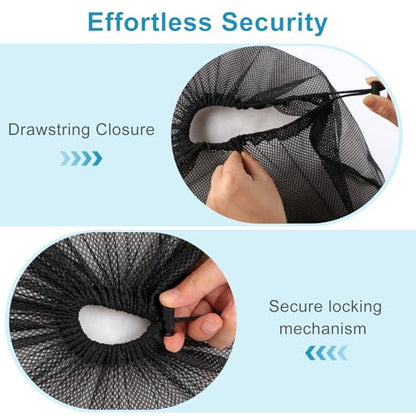 3 Pack Mesh Laundry Bags, 2 Large & 1 Small Breathable Mesh Laundry Bag, Drawstring & Tear Resistant Black Wash Bags for Home, Dorm, Travel & Camping