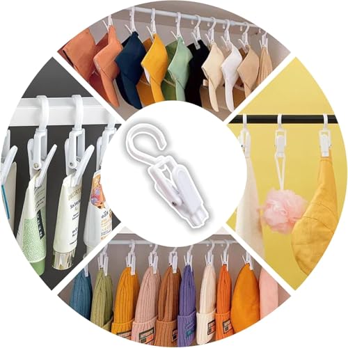 15 Pcs Super Strong Plastic Swivel Hanging Hooks, Curtain Clips, Clothes Pins, Beach Towel Clips, Home Swivel Laundry Clips for Hats, Pants, Towels, Socks, Pants - color: White 15