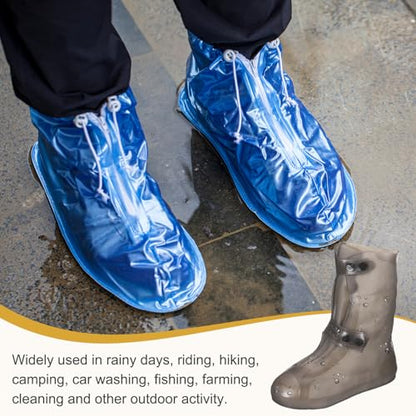 HARFINGTON Waterproof Shoes Cover S (US 4) Rain Galoshes w Double Buckle - color: Brown, size: S (US 4)