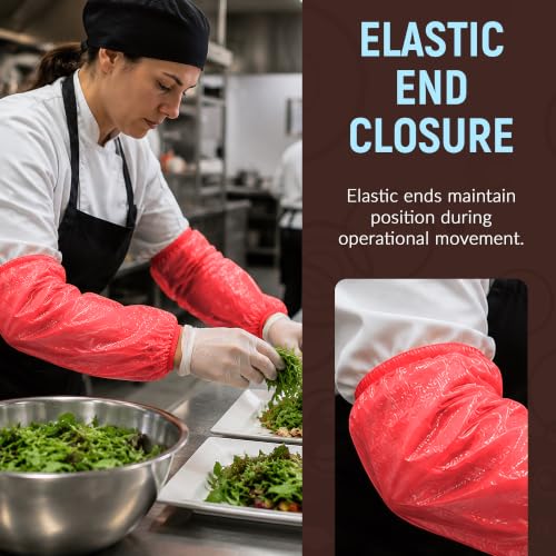 ABC PACK & SUPPLY Disposable Arm Sleeves, 18 Inch PE Arm Covers, Sleeve Covers with Elastic Ends for Food Processing - color: Red, size: 2000 Pack