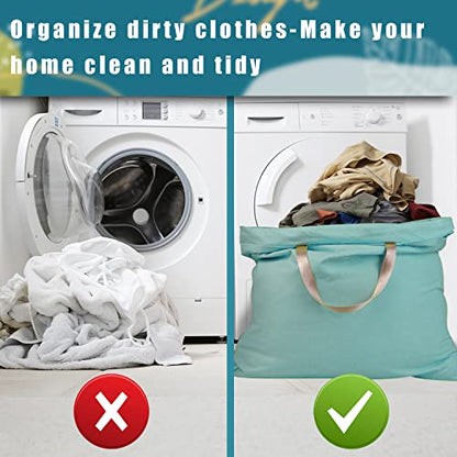 LOLOMLO Extra Large Canvas Laundry Bags with Handles & Drawstring Closure, Heavy Duty Tears Resistant Clothes Storage Travel Bags,25.5"x34",Teal Blue - color: Teal Blue