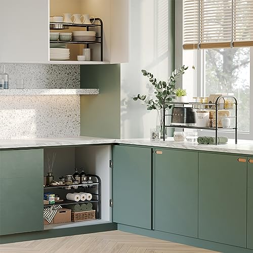 Under Sink Organizers and Storage,Expandable under cabinet organizer Shelf - size: 6 Panels and 2 Baskets