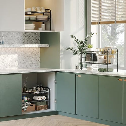 Under Sink Organizers and Storage,Expandable under cabinet organizer Shelf - size: 6 Panels and 2 Baskets