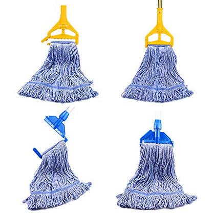 String Mop Heads Replacement Heavy Duty Commercial Grade Blue Cotton Looped End Wet Industrial Cleaning Mop Head Refills (1, Medium) - color: 1 Piece Pack, size: Medium (Pack of 1)