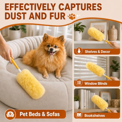 Duster Refills for Swiffer Duster, 50 Count Heavy Duty 2 Side 360° Dusters Refill Kit with 1 Handle, 4X Microfibers, Disposable Multi-Surface Duster for Cleaning Furniture Blinds Ceiling Fan - color: 50 Refills & 1 Short Handle