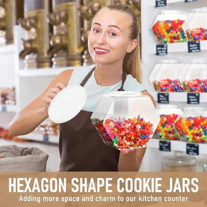 Uiifan Plastic Candy Jar with Lid Clear Hexagonal Fish Bowls,145 Oz - size: 145 oz