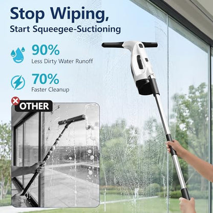 Window Vacuum Squeegee with Extendable Pole 31-40", Electric Cleaner Tool