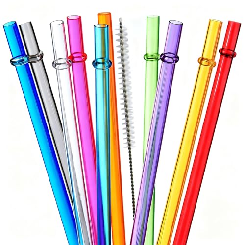 ALINK 10.5" Plastic Reusable Straws, 10 Pack Colorful Tritan Tumbler Straws - style: 10.5 INCH