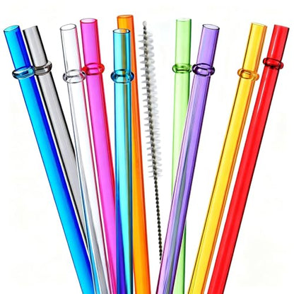 ALINK 10.5" Plastic Reusable Straws, 10 Pack Colorful Tritan Tumbler Straws - style: 10.5 INCH