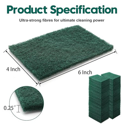 Jucoan 120 Pack Heavy Duty Scouring Pads, 4 x 6 Inch Non-Scratch Scrub Pads, Green Reusable Multipurpose Scrubbing Pads for Kitchen Dish, Metal Grills, Household Bathroom Sink Bathtub