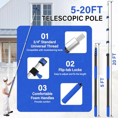 26FT High Window Washing Kit with Extension Pole