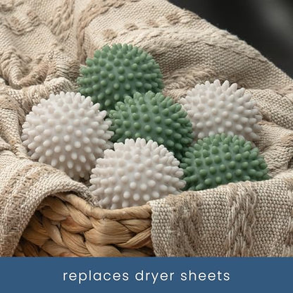 S&T INC. Reusable Plastic Dryer Balls, 6 Pack, 2.5" Diameter, Sage & Green - color: Sage and Grey