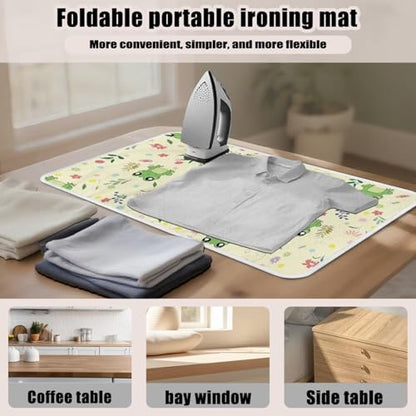 Ironing Mat Ironing Board Pad Heat Resistant, Portable, Quilting & Travel Blanket 32 x 16 Inch Cute Frog Small Ironing Mat for Table Top,Countertop,Etc - color: Cute Frog